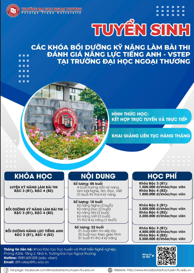 KHÓA BỒI DƯỠNG KỸ NĂNG LÀM BÀI THI đánh giá năng lực tiếng Anh theo Khung năng lực ngoại ngữ (VSTEP) năm 2026